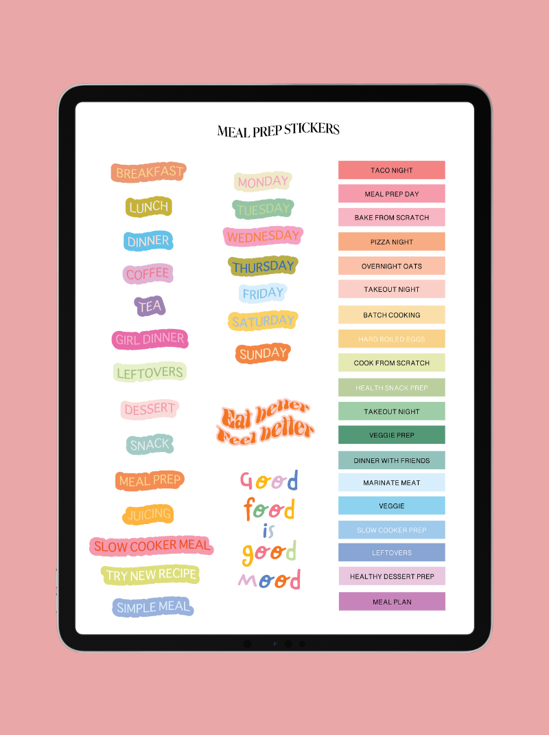 Meal Planning Digital Stickers