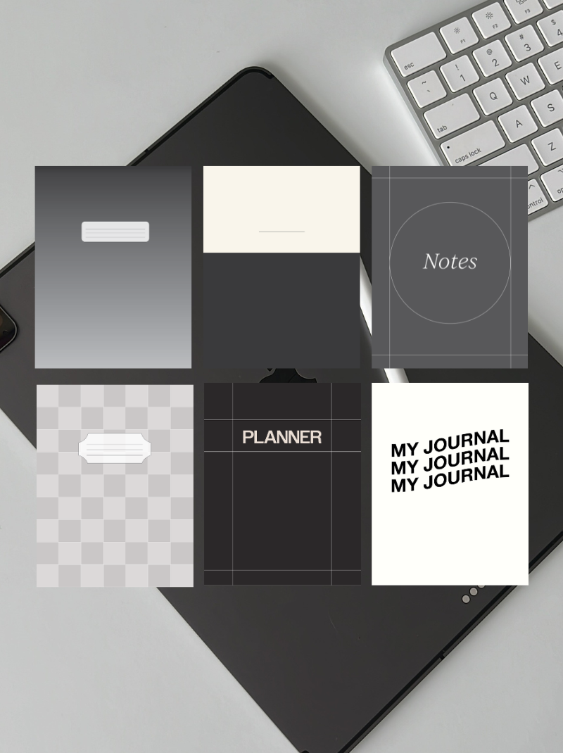 Black & White Digital Notebook Covers