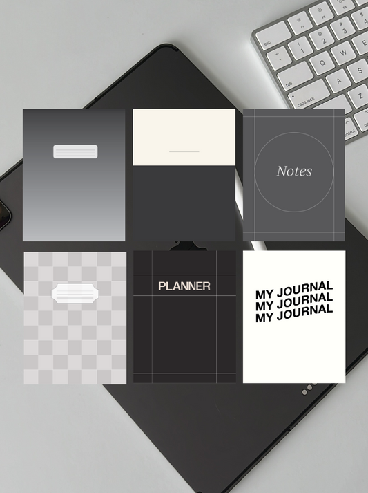 Black & White Digital Notebook Covers